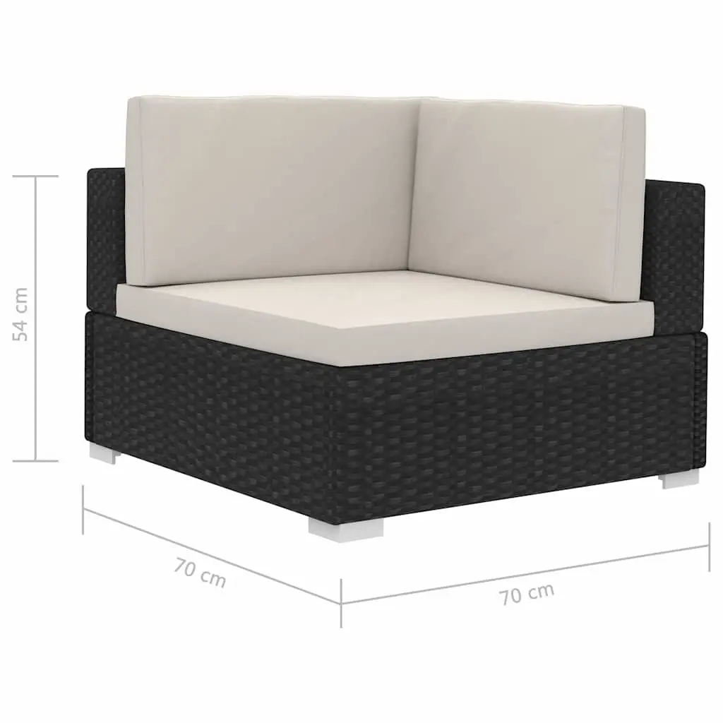 Outdoor Sectional Corner Chairs 2 pcs Poly Rattan Black Garden Seating with