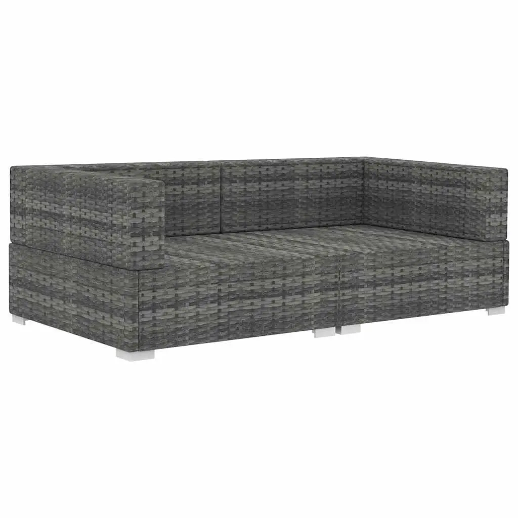 Outdoor Sectional Corner Chairs Grey Poly Rattan 2 Piece Garden Seating