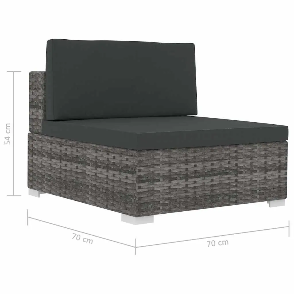 Outdoor Garden Sofa Set 3 Piece Poly Rattan Patio Furniture with Cushions Grey