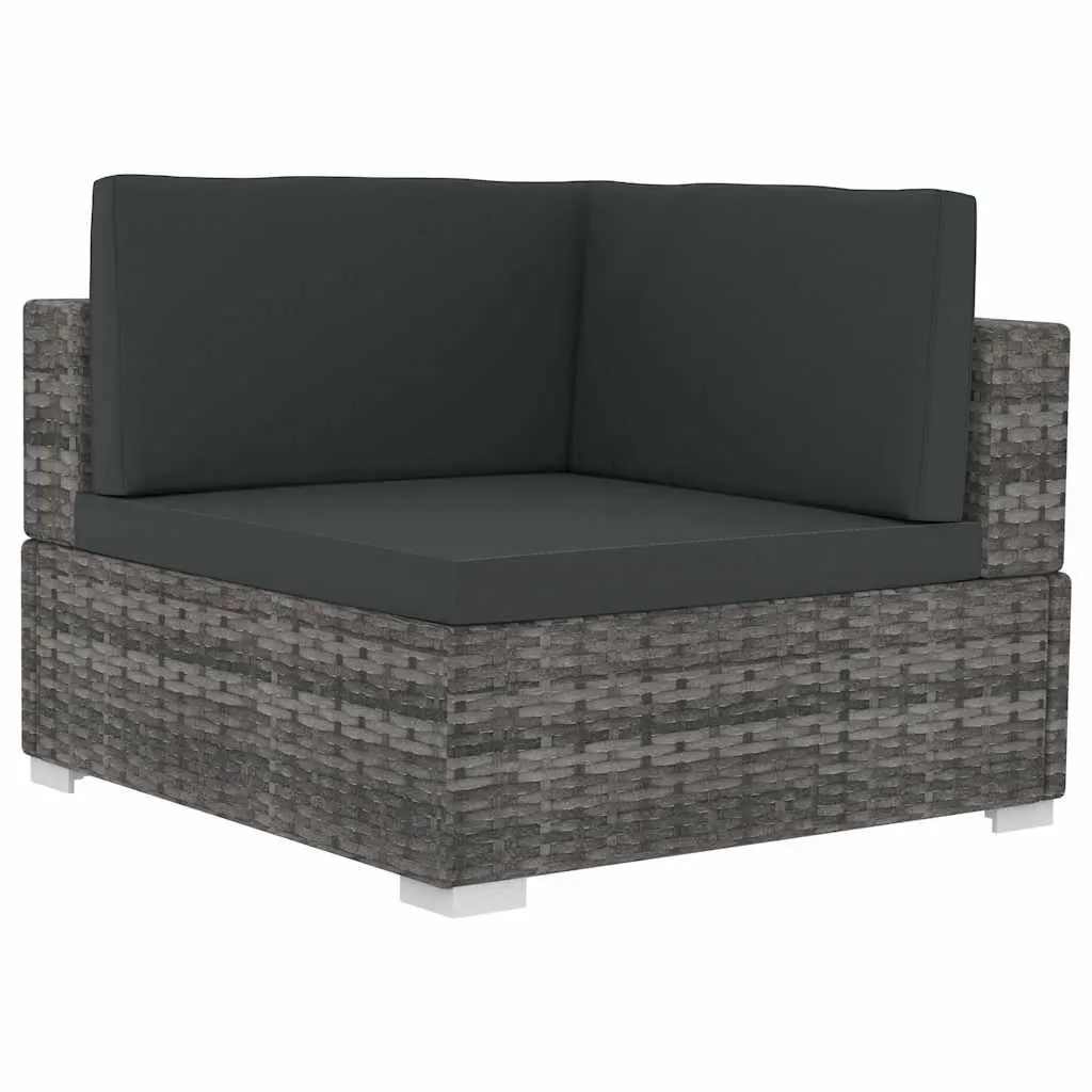 Outdoor Garden Sofa Set 3 Piece Poly Rattan Patio Furniture with Cushions Grey
