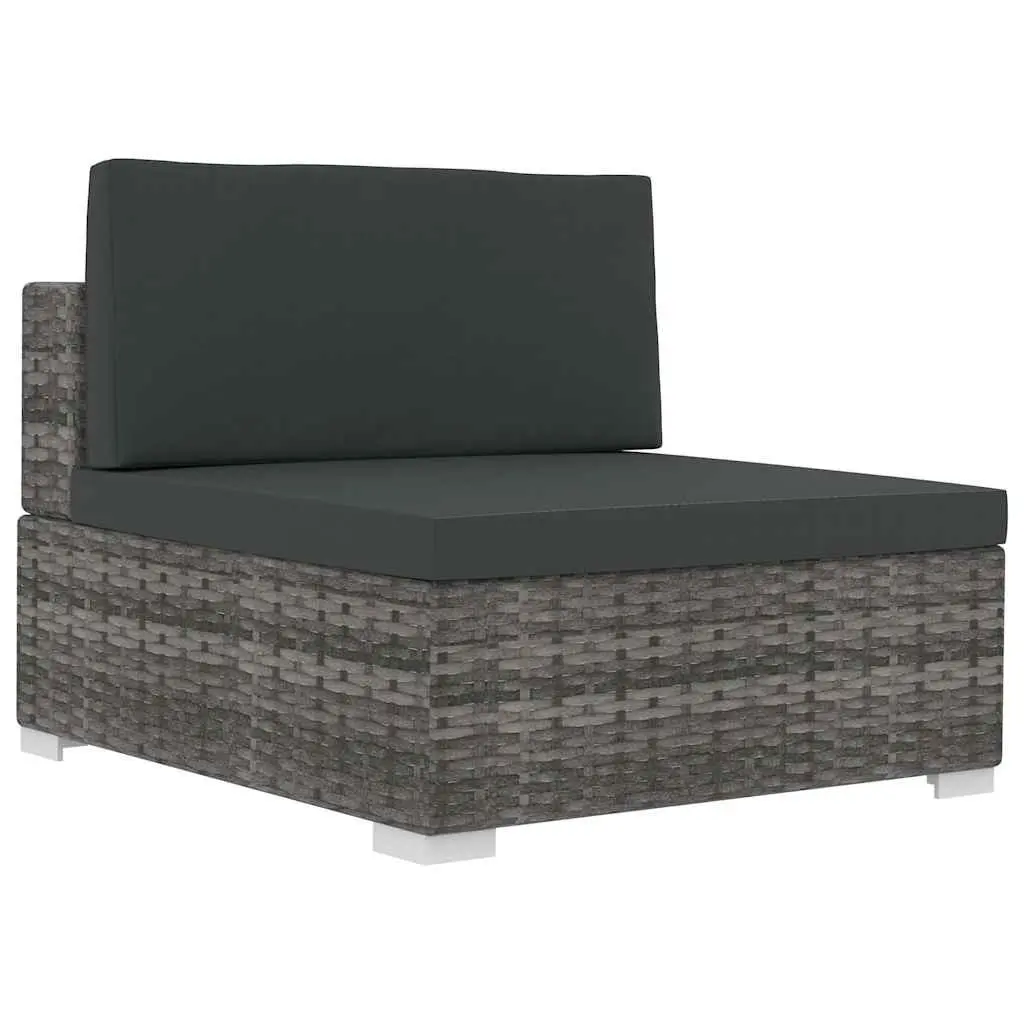 Outdoor Garden Sofa Set 3 Piece Poly Rattan Patio Furniture with Cushions Grey