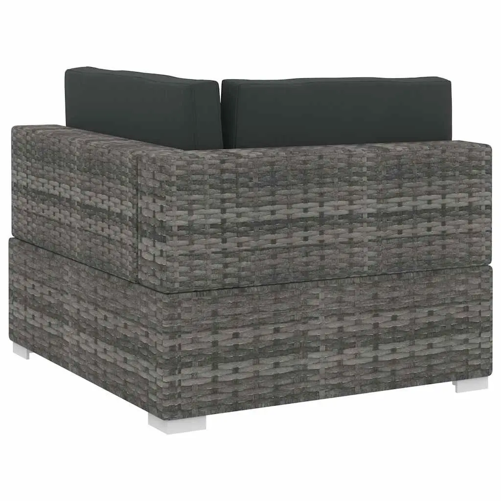 Outdoor Garden Sofa Set 3 Piece Poly Rattan Patio Furniture with Cushions Grey