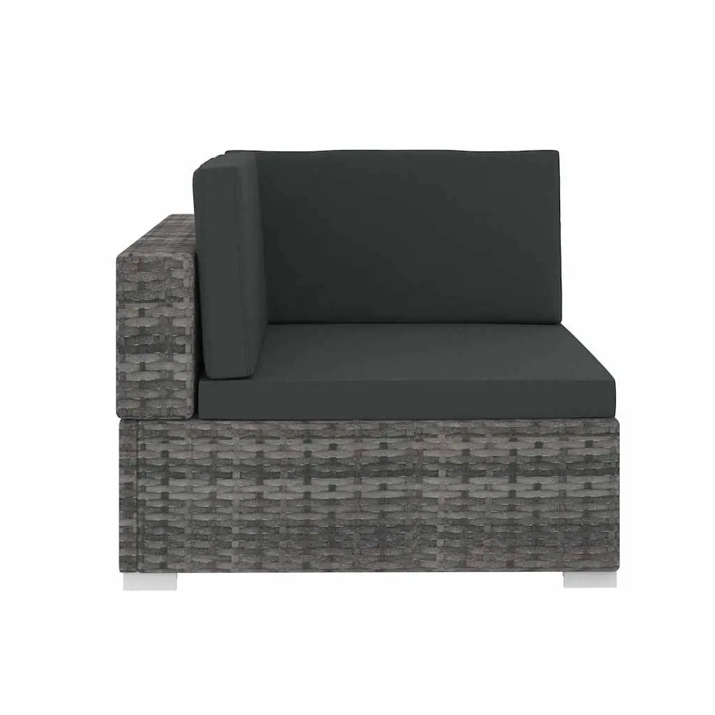 Outdoor Garden Sofa Set 3 Piece Poly Rattan Patio Furniture with Cushions Grey