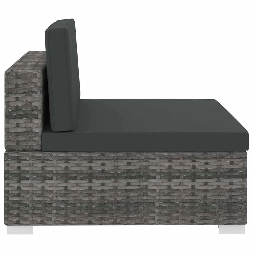 Outdoor Garden Sofa Set 3 Piece Poly Rattan Patio Furniture with Cushions Grey