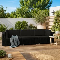 Friendly 3-Piece Black Outdoor Sofa Set with Cushions