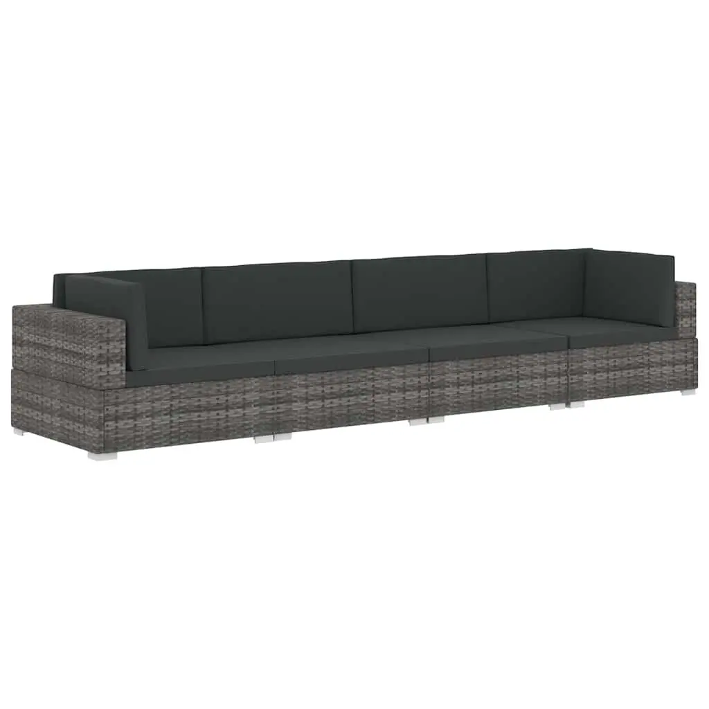Outdoor Garden Sofa Set Poly Rattan Corner Patio Furniture Grey 4 Piece