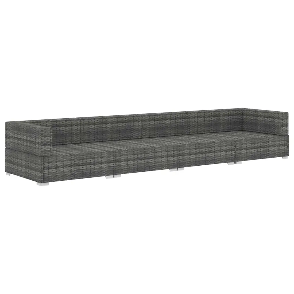 Outdoor Garden Sofa Set Poly Rattan Corner Patio Furniture Grey 4 Piece