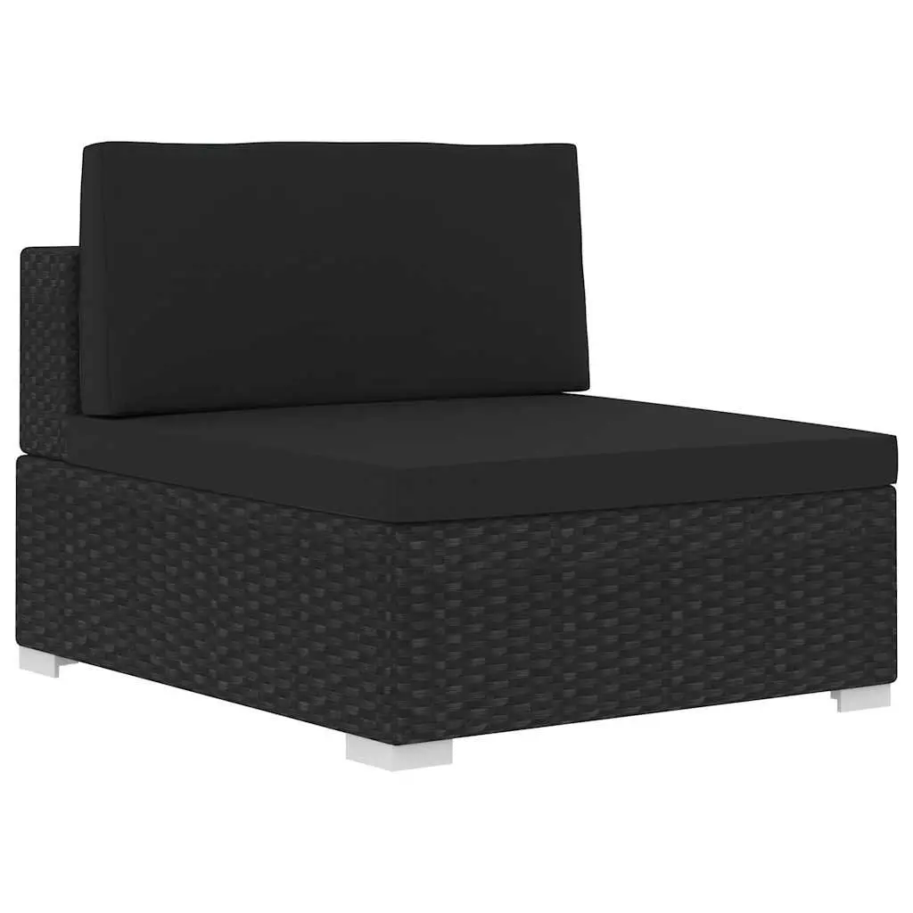 Outdoor Garden Sofa Set Poly Rattan 4 Piece Black