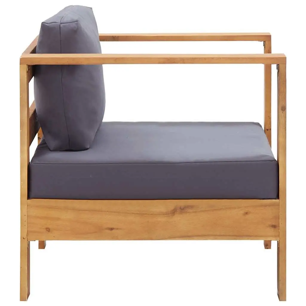 Garden Sofa Chair with Cushion Dark Grey Solid Acacia Wood Outdoor Armchair Seat