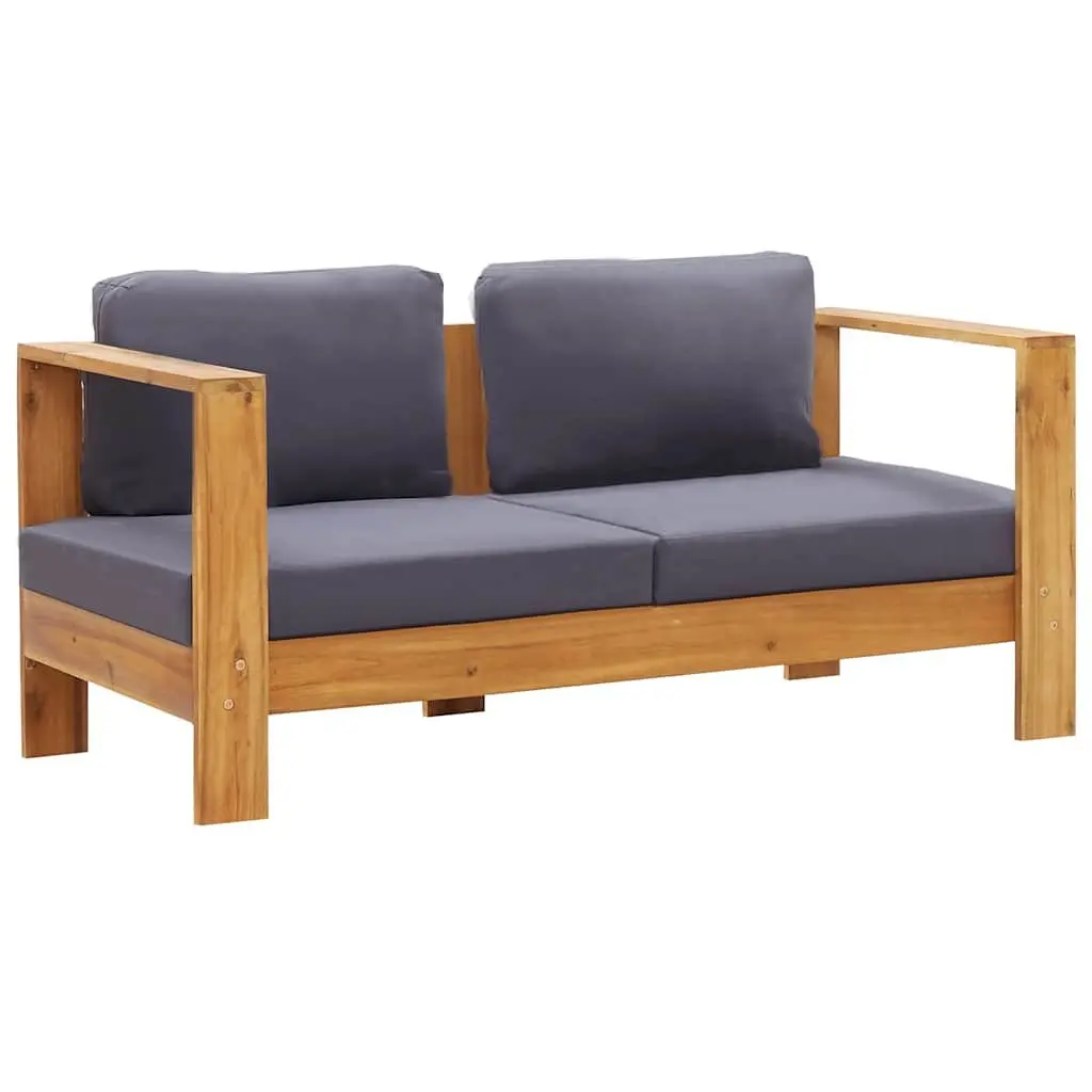 Garden Bench Outdoor Sofa 140cm 2-Seater Solid Acacia Wood with Cushions
