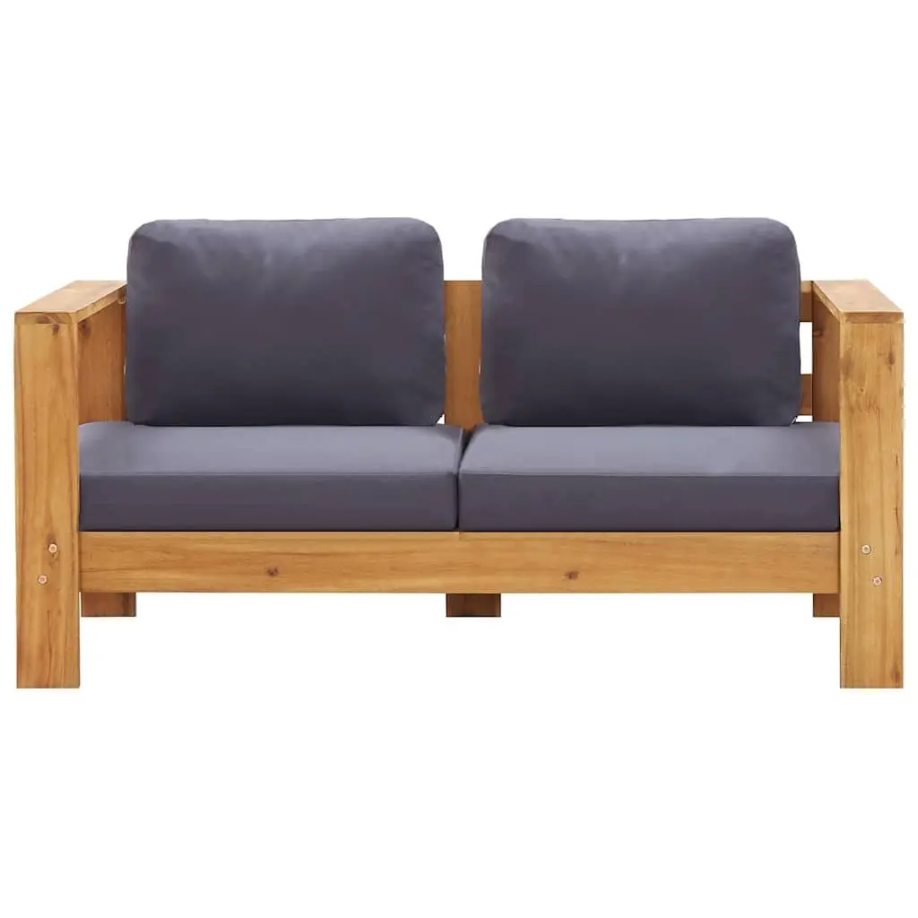 Garden Bench Outdoor Sofa 140cm 2-Seater Solid Acacia Wood with Cushions