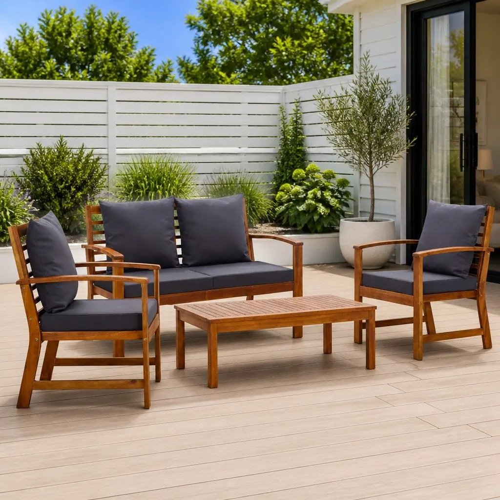 4 Piece Grey Garden Lounge Set