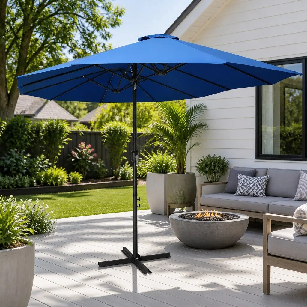 Blue Garden Parasol 460x270 cm