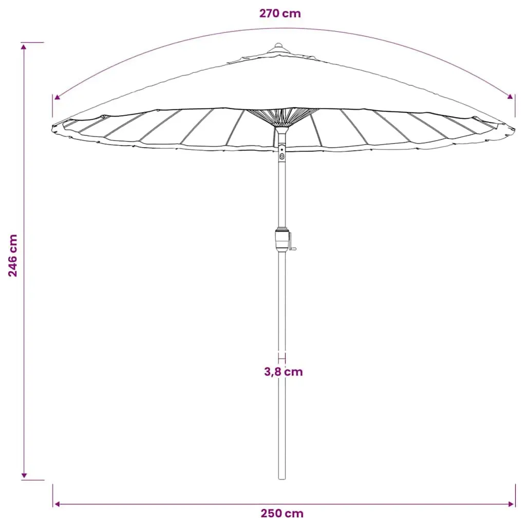 Garden Parasol Outdoor Umbrella 270cm Shade Sunscreen UV Protection Black
