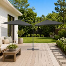 Double Parasol Outdoor Umbrella 250x250 cm Garden Shade UV Protection Crank