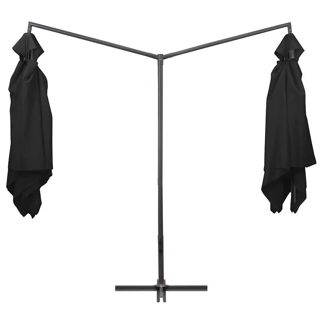 Double Parasol Outdoor Umbrella 250x250 cm Black Garden Sunshade with Crank