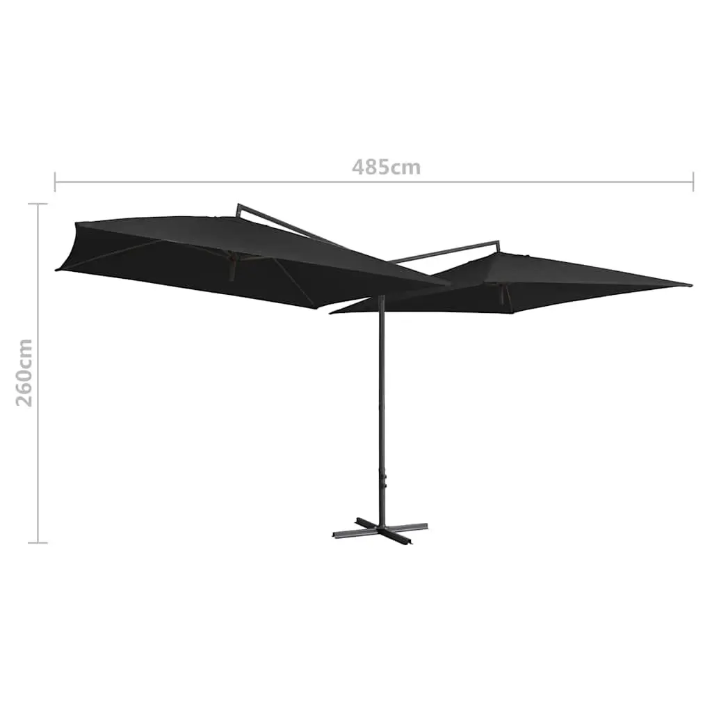Double Parasol Outdoor Umbrella 250x250 cm Black Garden Sunshade with Crank