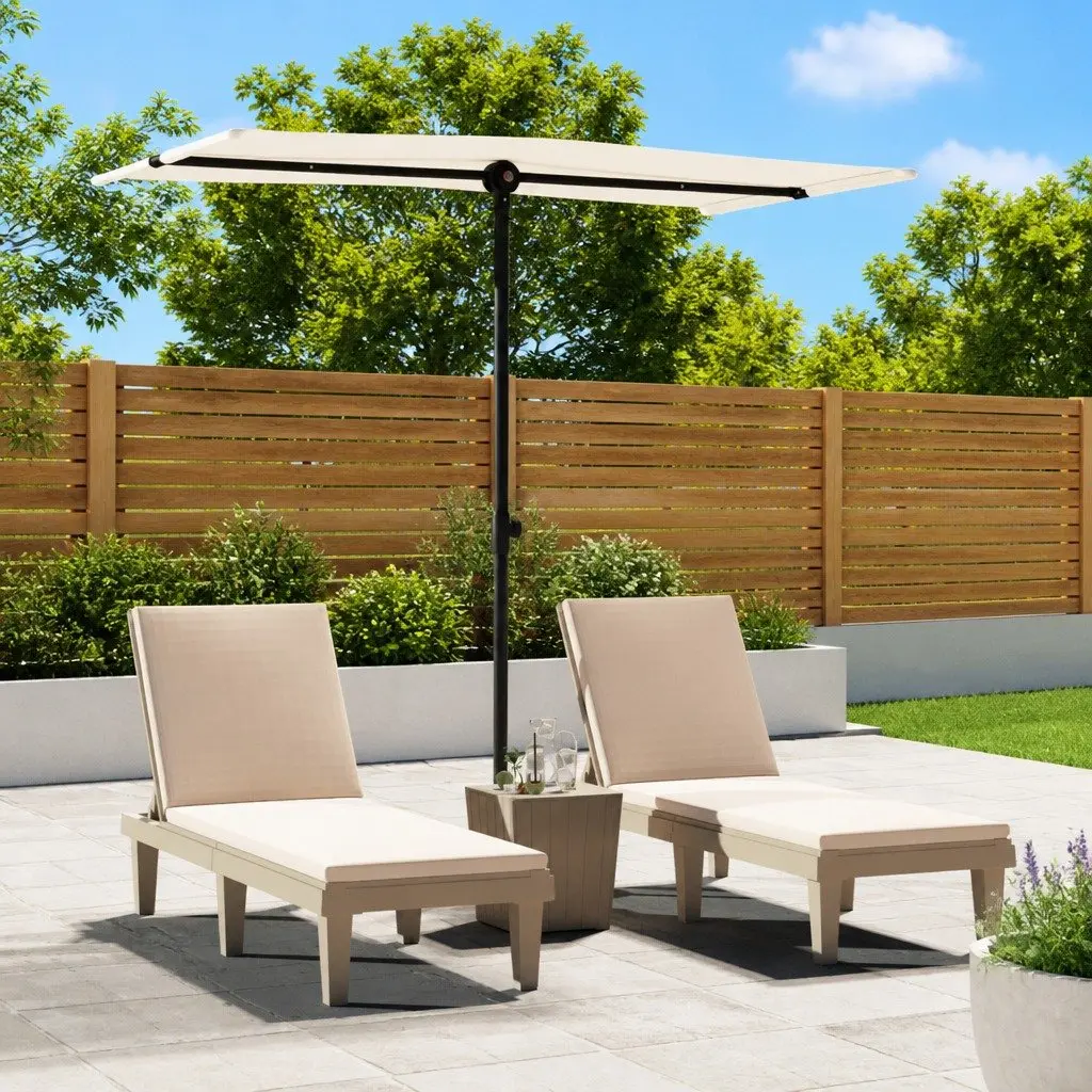 Outdoor Garden Umbrella Rotating Canopy White 180x110cm