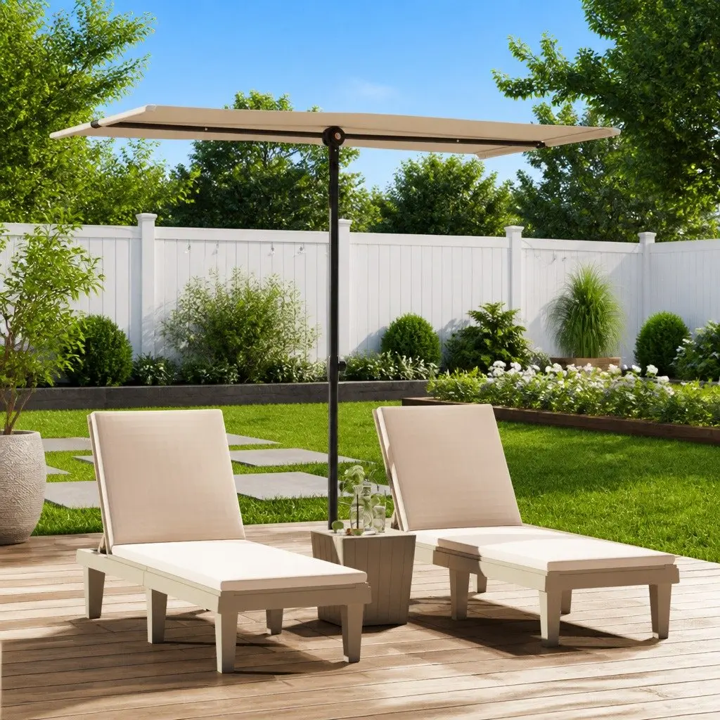 Garden Parasol Rotating Cantilever Umbrella 180x110cm UV Protective Polyester Cover