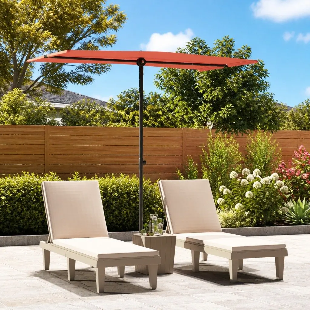 Garden Parasol Rotating Canopy UV Protection 180x110cm Brown Outdoor Sunshade