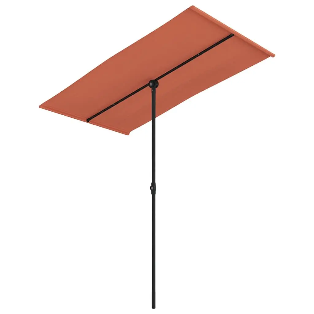 Garden Parasol Rotating Canopy UV Protection 180x110cm Brown Outdoor Sunshade