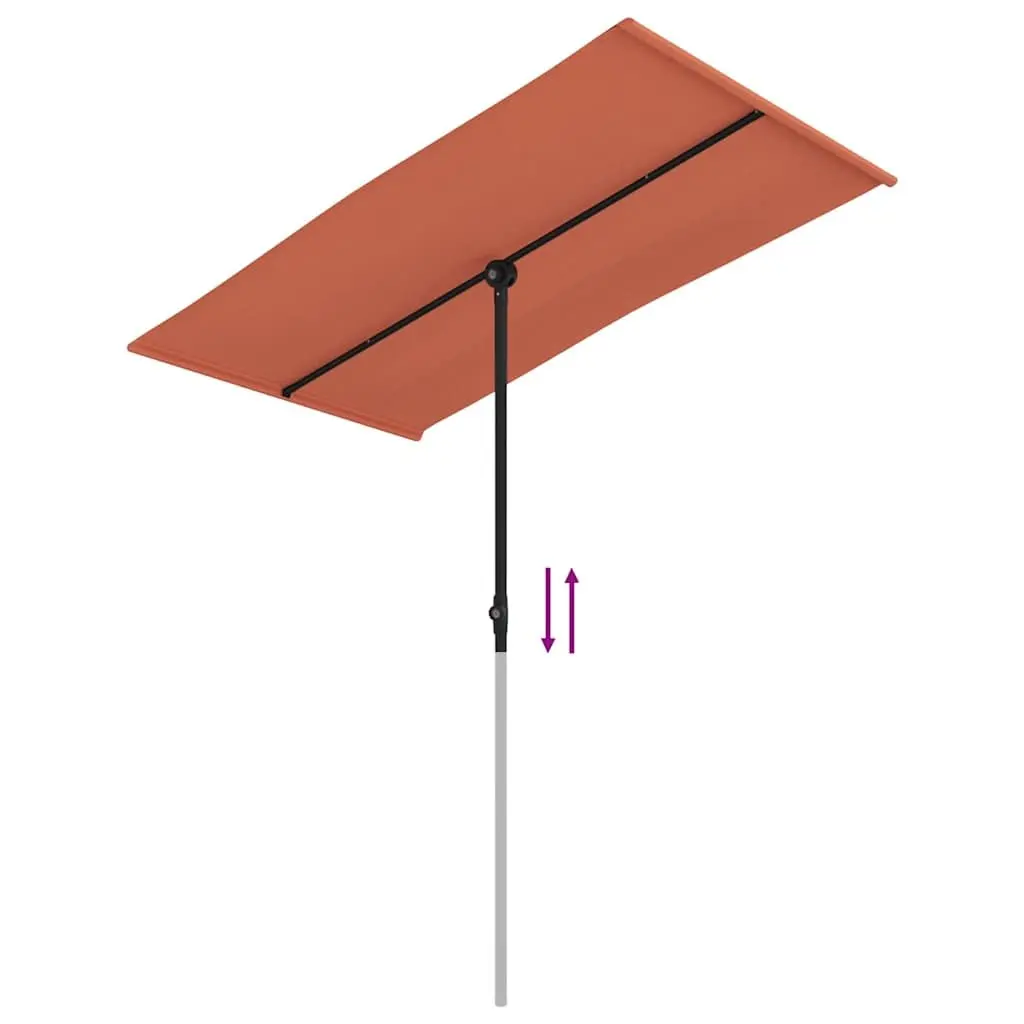 Garden Parasol Rotating Canopy UV Protection 180x110cm Brown Outdoor Sunshade