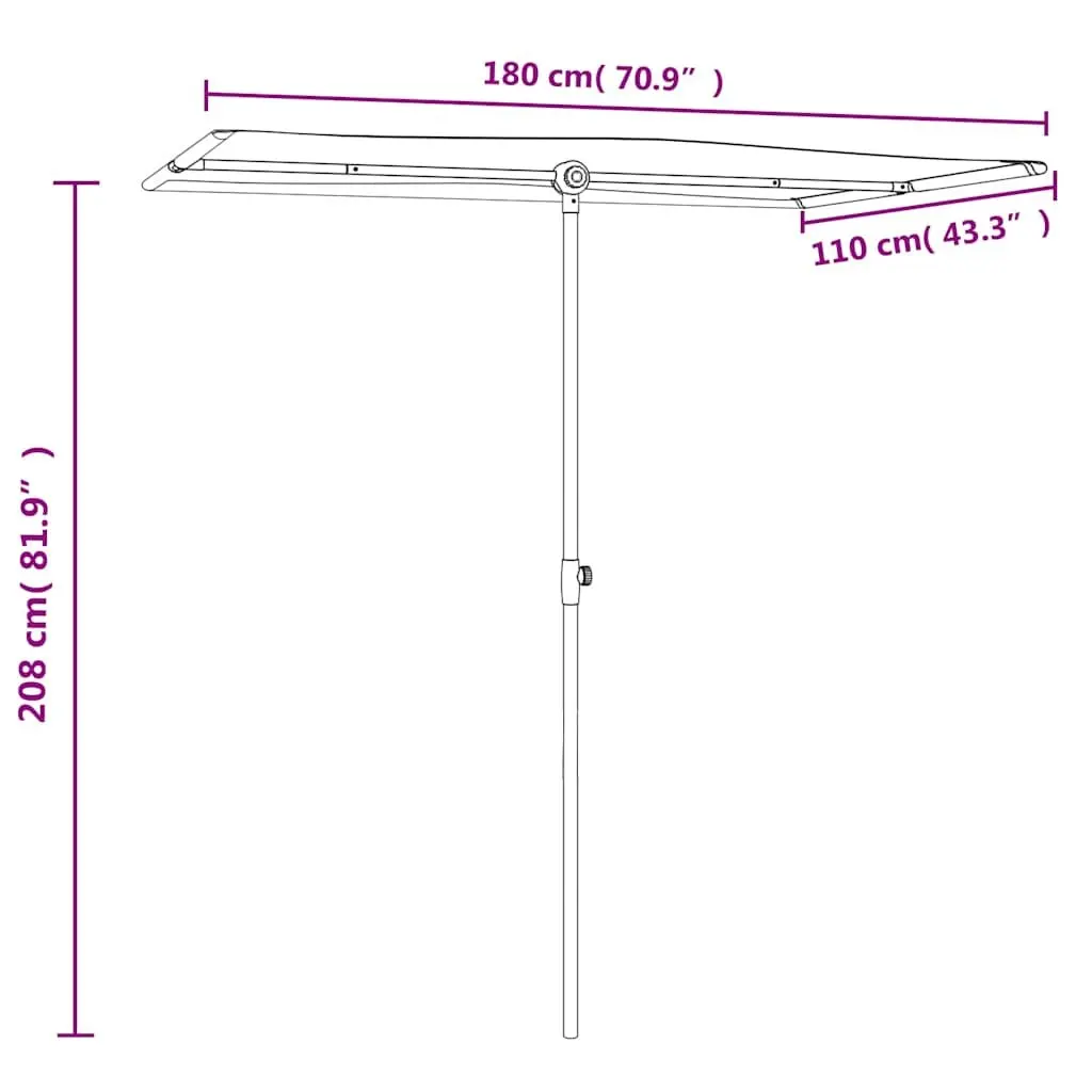 Garden Parasol Sun Shade Outdoor Umbrella 180x110 cm Rotating Canopy Azure Blue