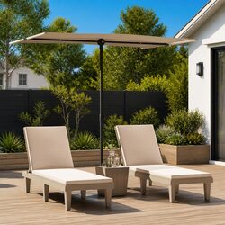 Beautiful Taupe Garden Parasol Umbrella 2x1.5m