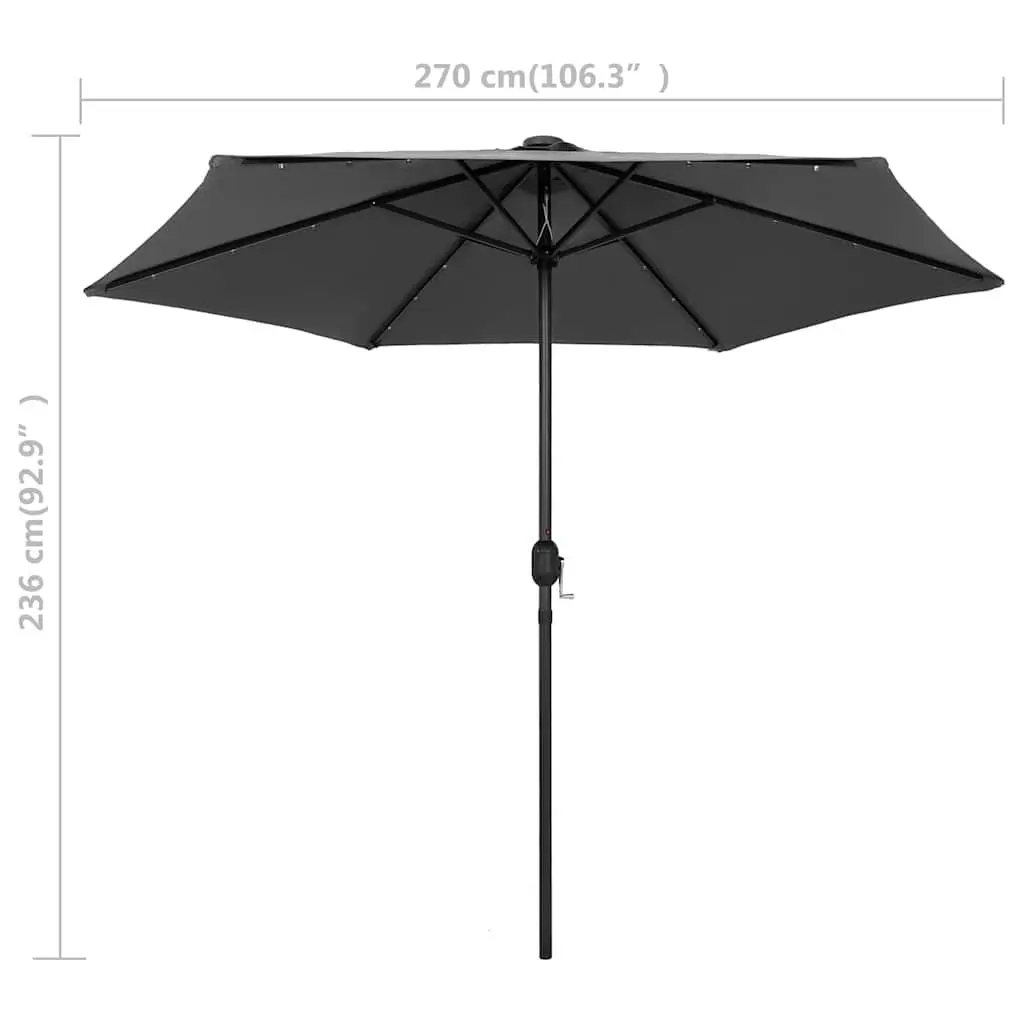 270 cm Garden Parasol with Integrated Solar LED Lights