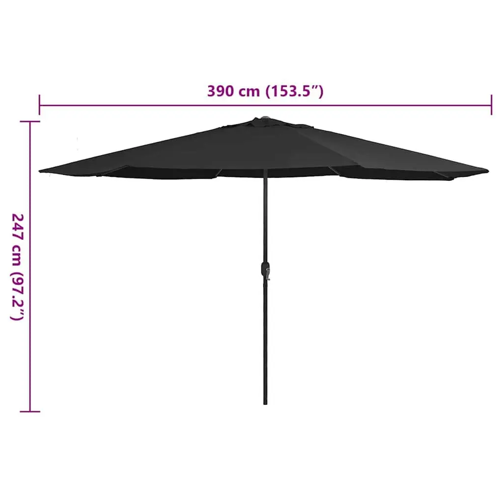 Garden Parasol Crank Opening 390cm Black