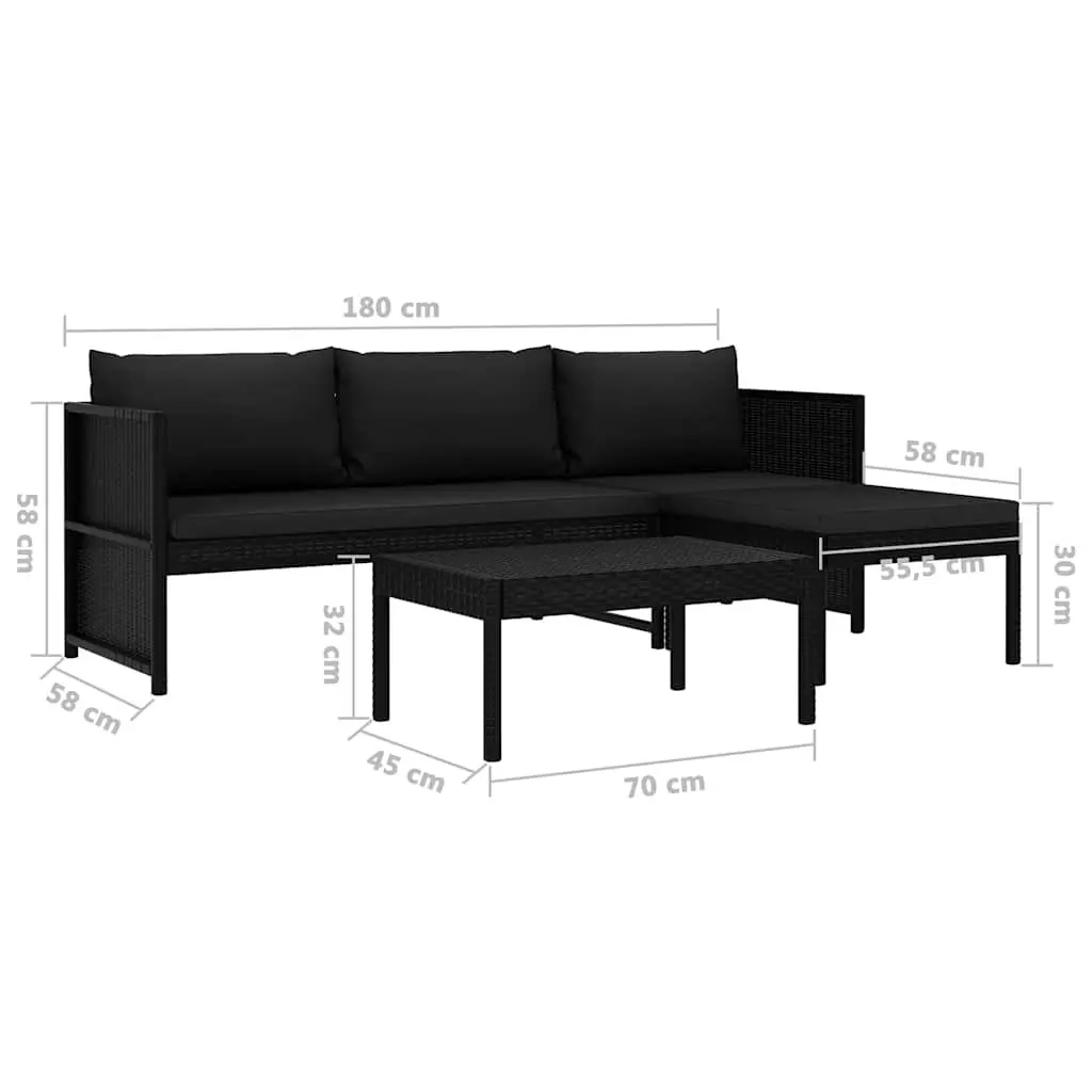 3 Piece Rattan Lounge Set