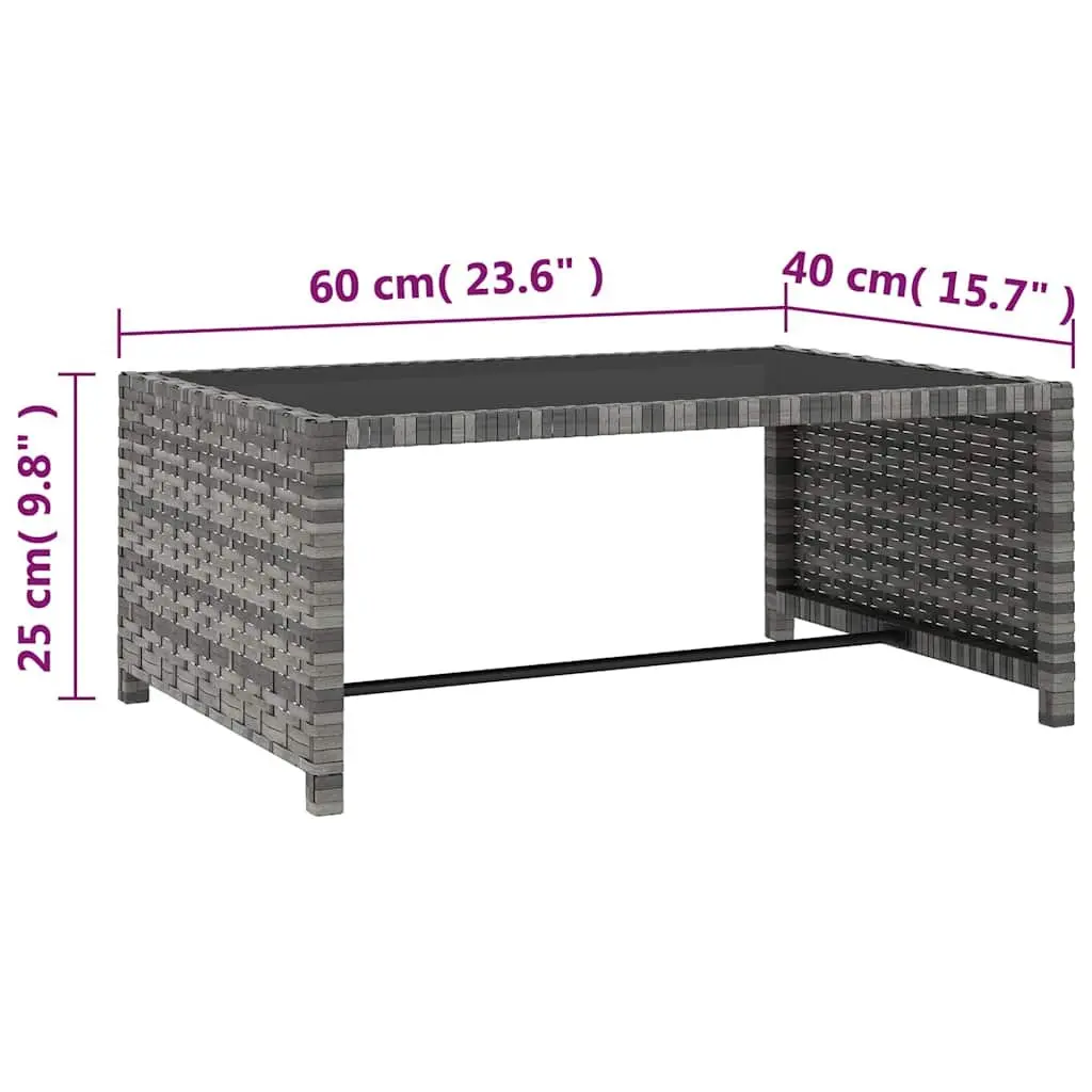 Reclining Garden Chairs 2pcs Grey Poly Rattan Outdoor Lounge Set with Table