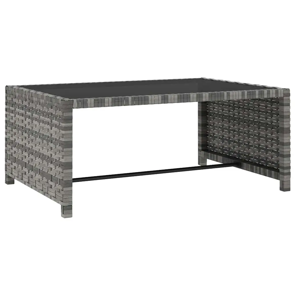 Reclining Garden Chairs 2pcs Grey Poly Rattan Outdoor Lounge Set with Table