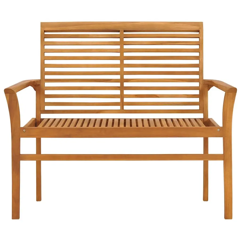 Outdoor Garden Bench Weather Resistant 112cm Solid Teak Wood Patio Seating Brown