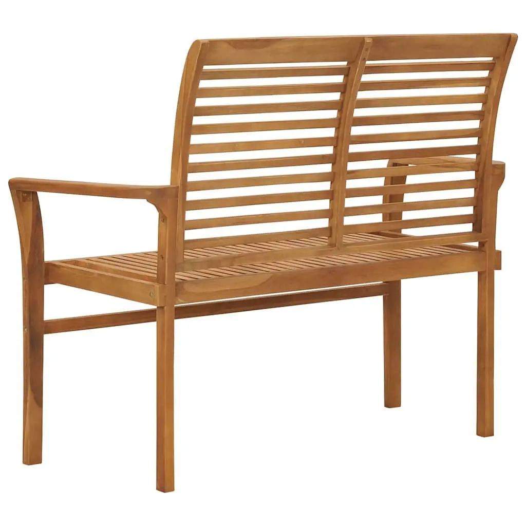 Outdoor Garden Bench Weather Resistant 112cm Solid Teak Wood Patio Seating Brown