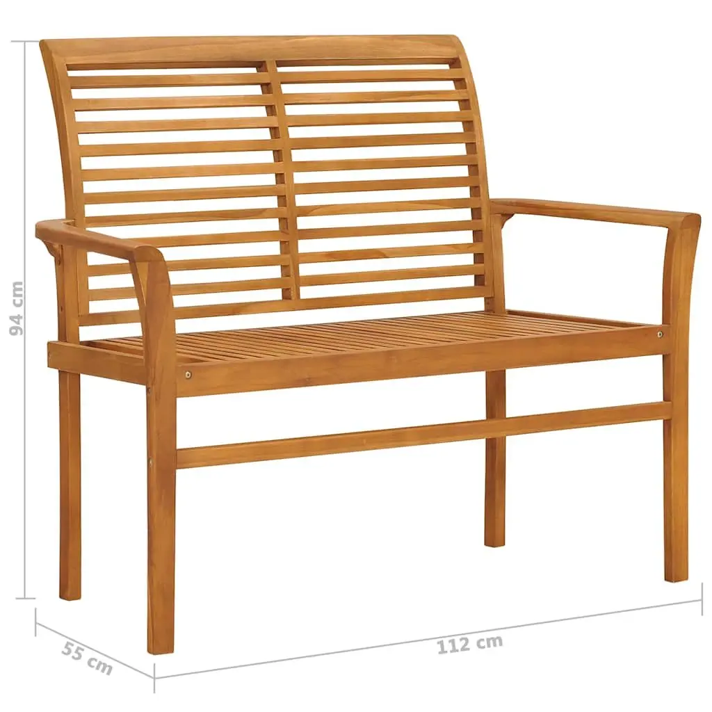 Outdoor Garden Bench Weather Resistant 112cm Solid Teak Wood Patio Seating Brown