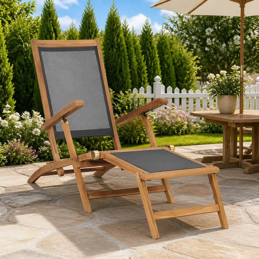 Deck Chair with Footrest for Outdoor Fun