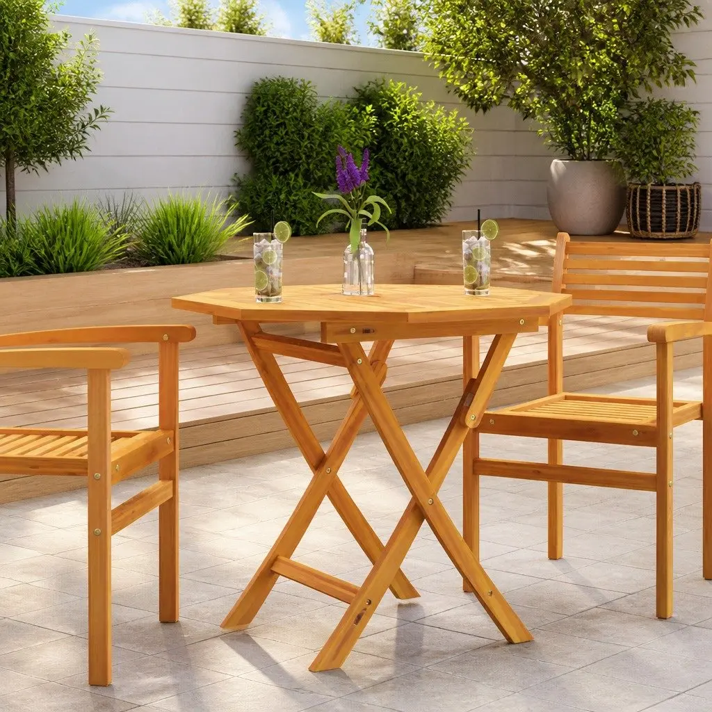 Folding Outdoor Dining Table Teak Wood Brown 85x85x76cm