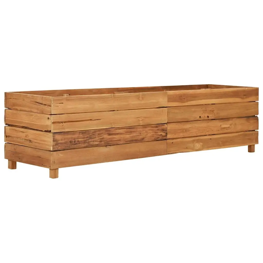 Raised Garden Bed Planter Recycled Teak Wood 150x40x38cm Steel Legs Outdoor