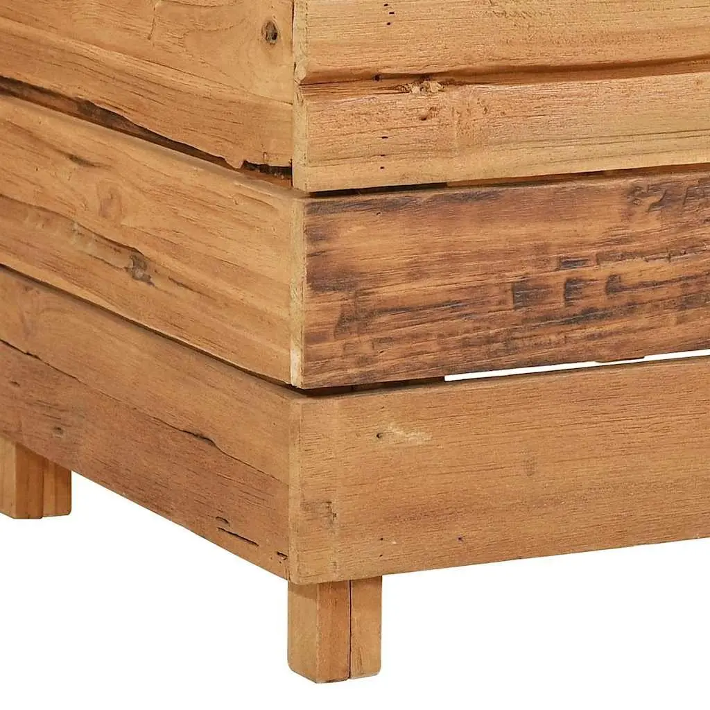 Raised Garden Bed Planter Recycled Teak Wood 150x40x38cm Steel Legs Outdoor