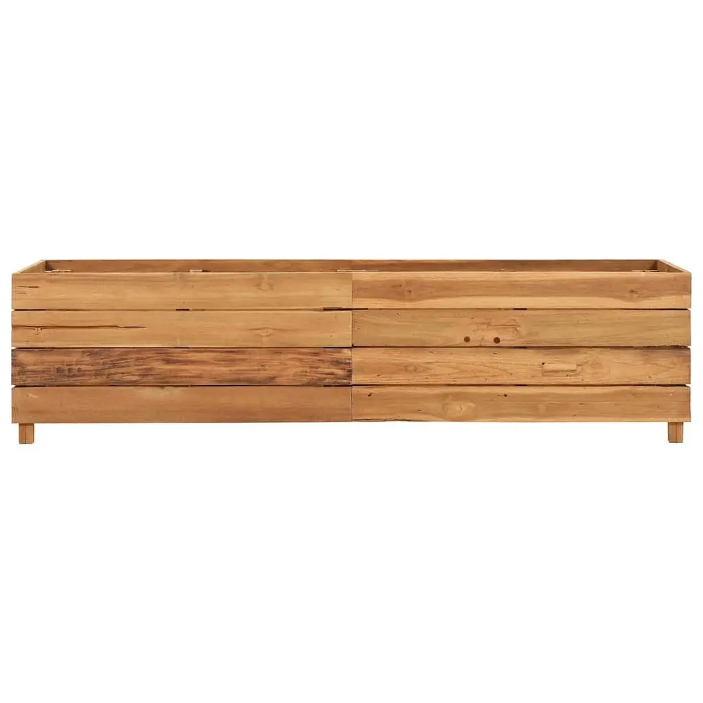 Raised Garden Bed Planter Recycled Teak Wood 150x40x38cm Steel Legs Outdoor