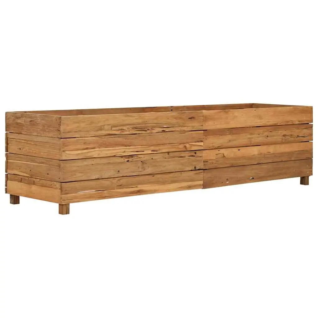 Raised Garden Bed Planter Recycled Teak Wood 150x40x38cm Steel Legs Outdoor