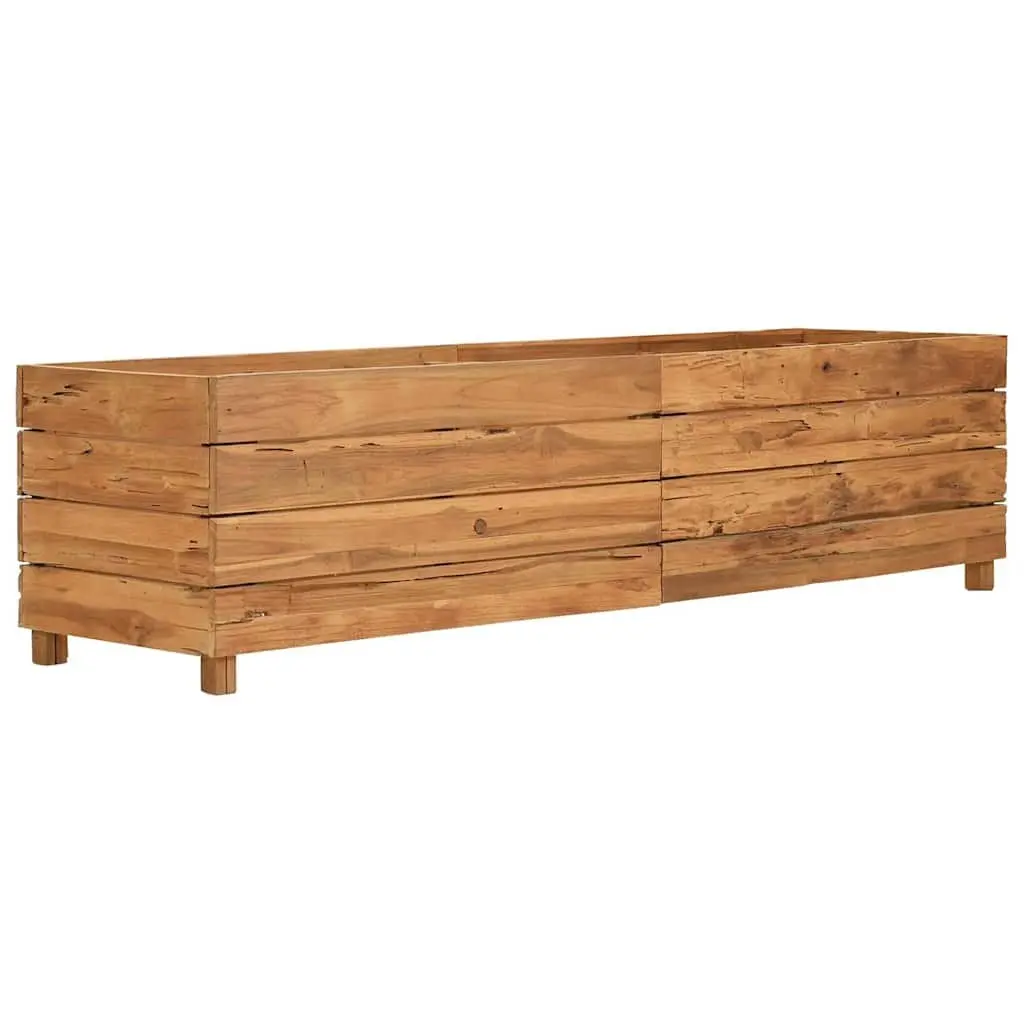 Raised Garden Bed Planter Recycled Teak Wood 150x40x38cm Steel Legs Outdoor