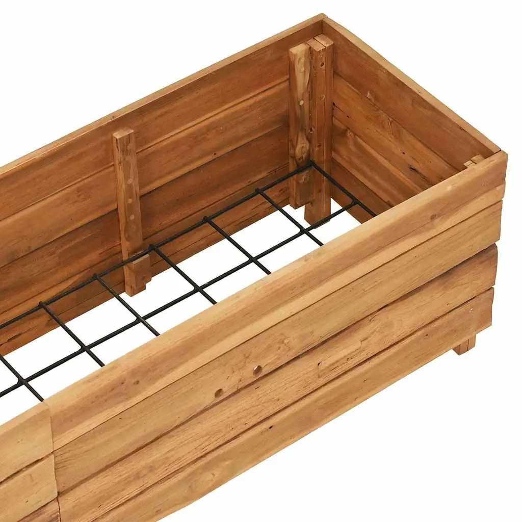 Raised Garden Bed Planter Recycled Teak Wood 150x40x38cm Steel Legs Outdoor