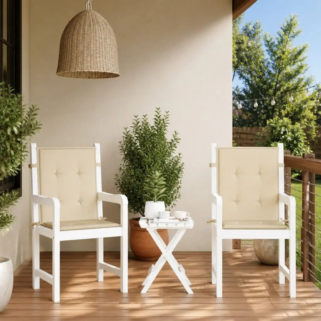 Lowback Chair Cushions Oxford Fabric Beige 100x50x3cm 2 Pack Outdoor Patio Seat Pads