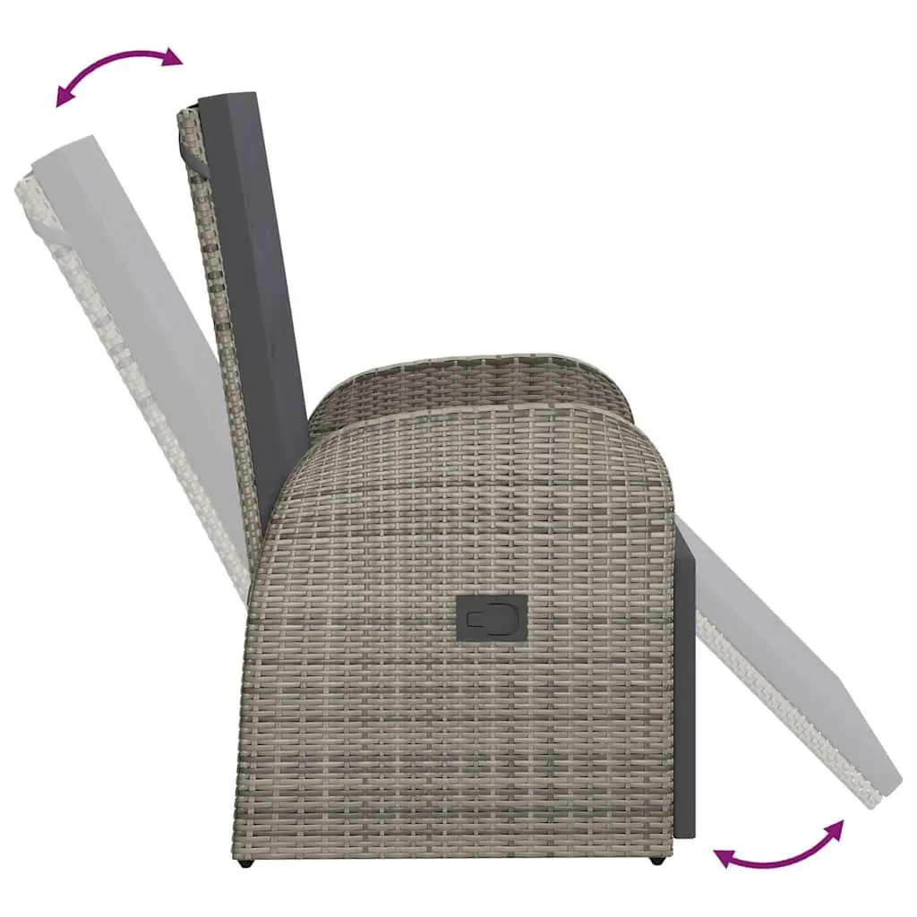 Reclining Garden Chair Adjustable Backrest and Footrest Grey