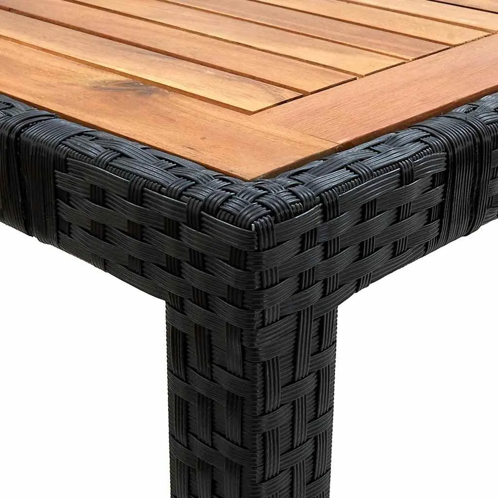 Outdoor Dining Set 9 Piece PE Rattan Garden Table and Chairs with Cushions Black