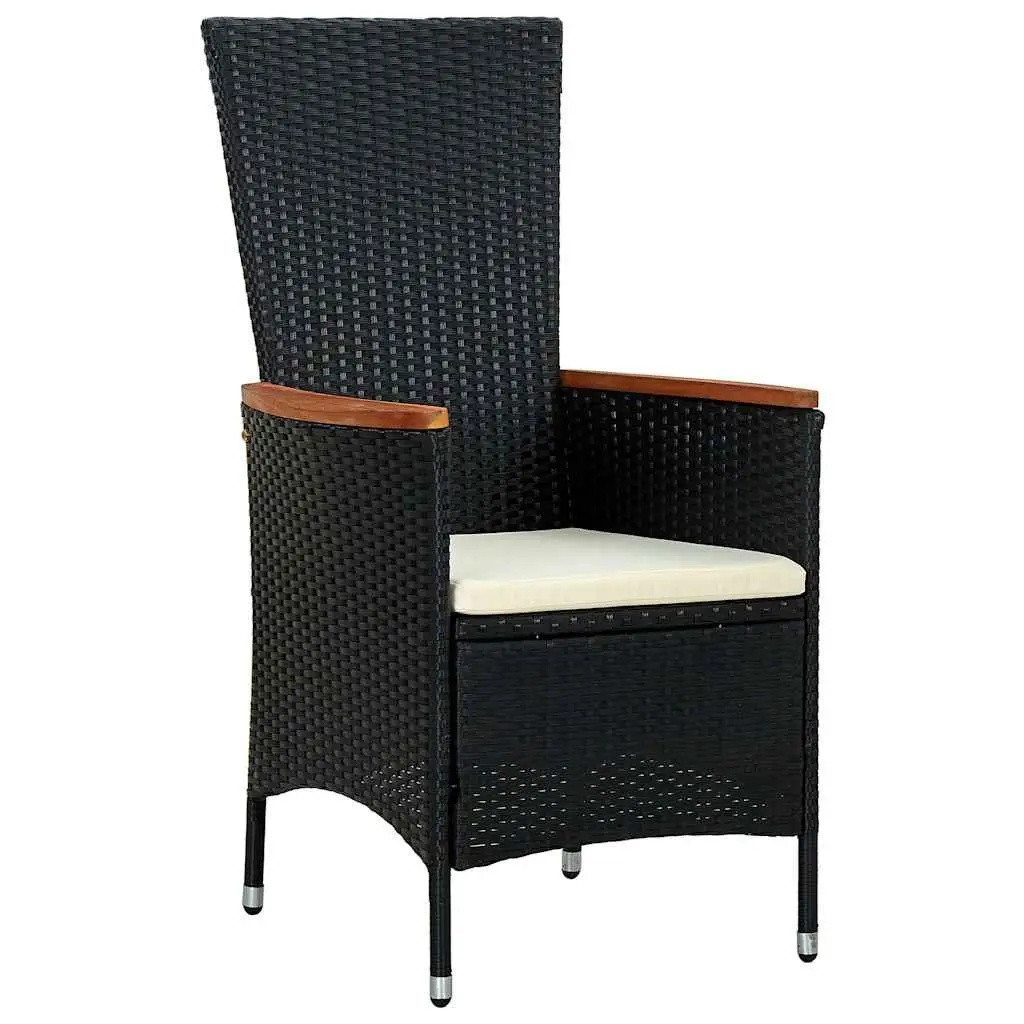 Outdoor Dining Set 9 Piece PE Rattan Garden Table and Chairs with Cushions Black