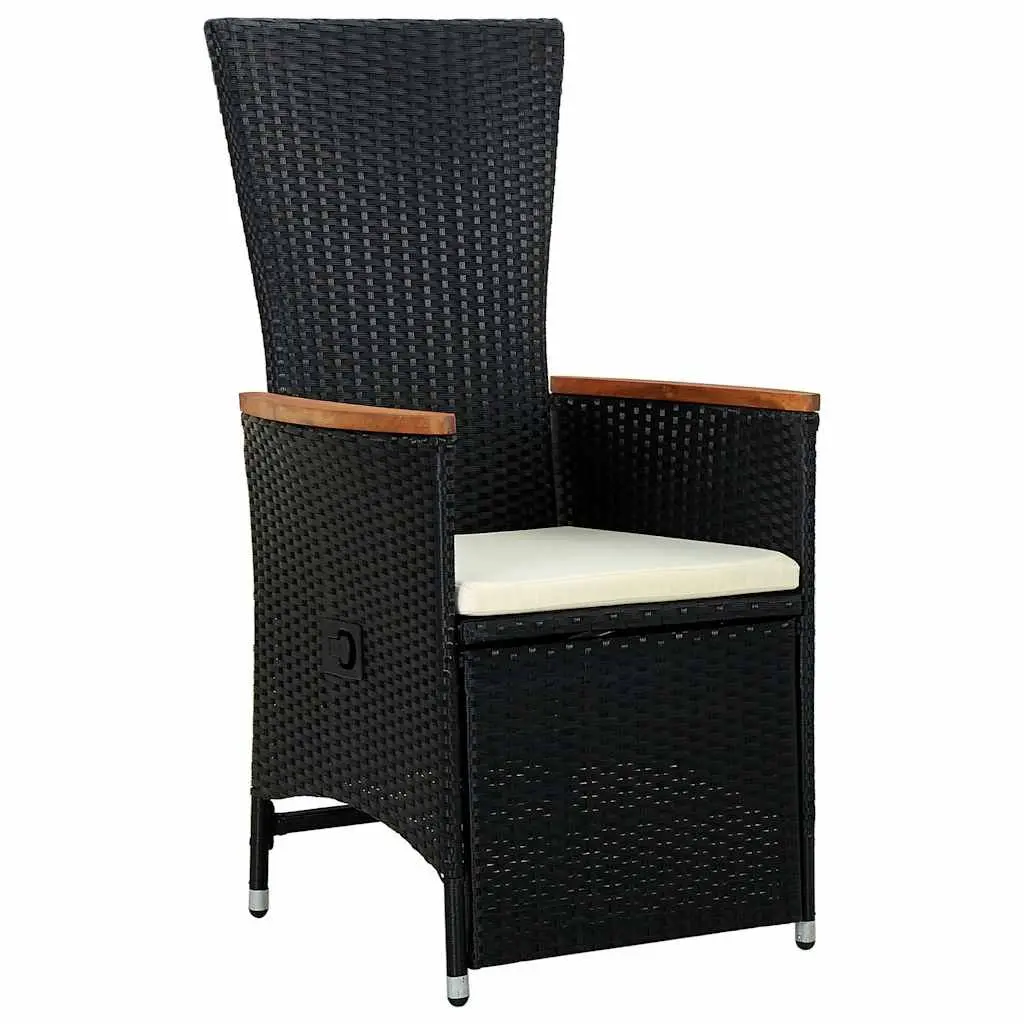 Outdoor Dining Set 9 Piece PE Rattan Garden Table and Chairs with Cushions Black