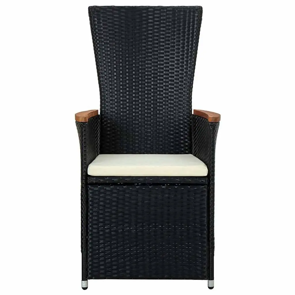 Outdoor Dining Set 9 Piece PE Rattan Garden Table and Chairs with Cushions Black